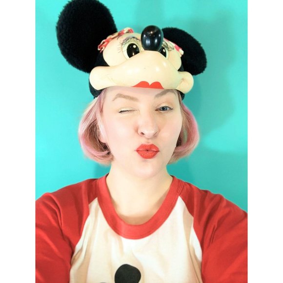 Vintage 1990s Minnie Mouse Hat Disney Ears Face Baseball Snapback - Picture 3 of 10